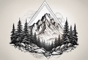 triangle shape trees mountain tattoo idea