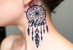 Name Nia in a  dreamcatcher tattoo idea