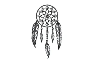 dreamcatcher, with feathers, authentic tattoo idea