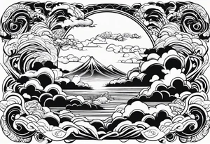 japanese clouds encirkling earth tattoo idea