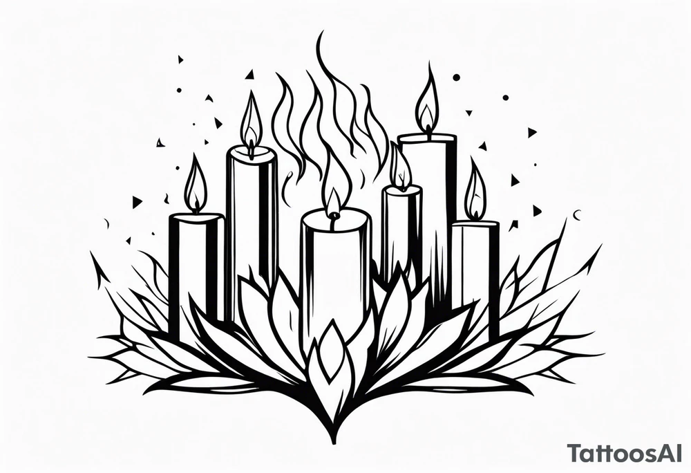 crystalized candle flames tattoo idea
