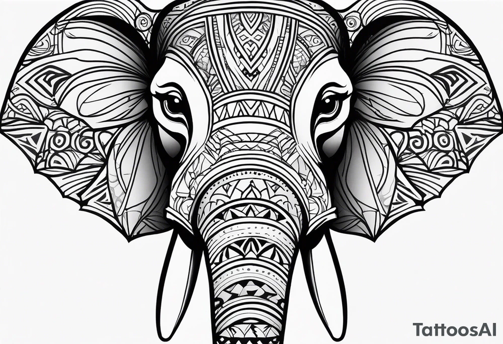 Tribal elephant face with patterns tattoo idea