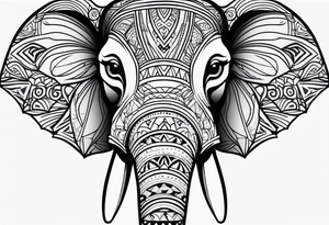 Tribal elephant face with patterns tattoo idea
