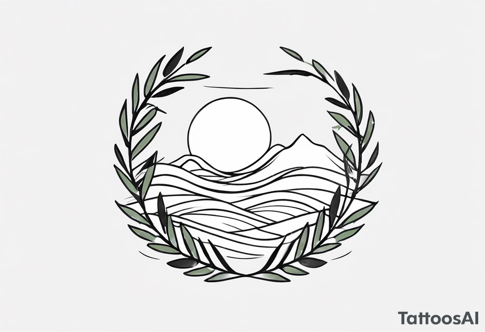 Olive branch, waves tattoo idea