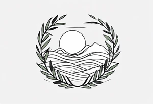 Olive branch, waves tattoo idea