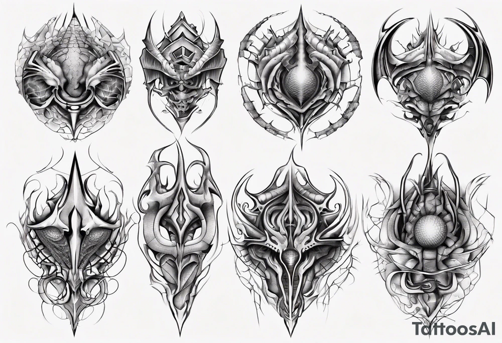 Dragon scale symmetrical tattoo idea