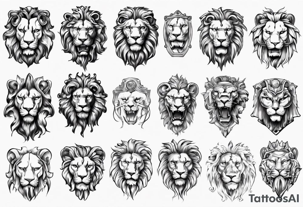 Roman ancient lion face statue tattoo idea