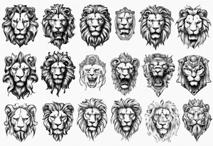 Roman ancient lion face statue tattoo idea