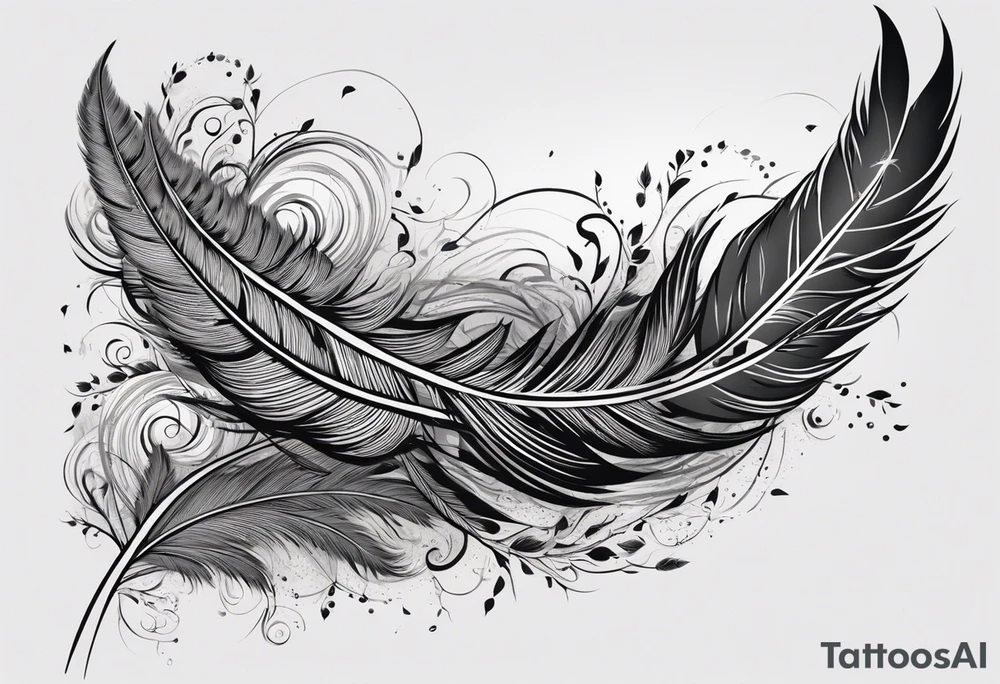 The tattoo begins on the left arm, at the elbow, where feathers are flying under the action of the wind towards the left hand. These feathers share the air space with branches that have leaves, and both elements move together up the left arm. As they approach the shoulder, some lightning appears between them. At this point, the feathers start to converge toward the left chest, where a vortex of energy reveals the head of an owl. The branches converge toward the left side of the back, passing over the shoulder. On the left side of the back, there is a dense, psychedelic element representing the energy of life's creation, with references to the earth, element, and planet. There is also a clay house in this area. tattoo idea