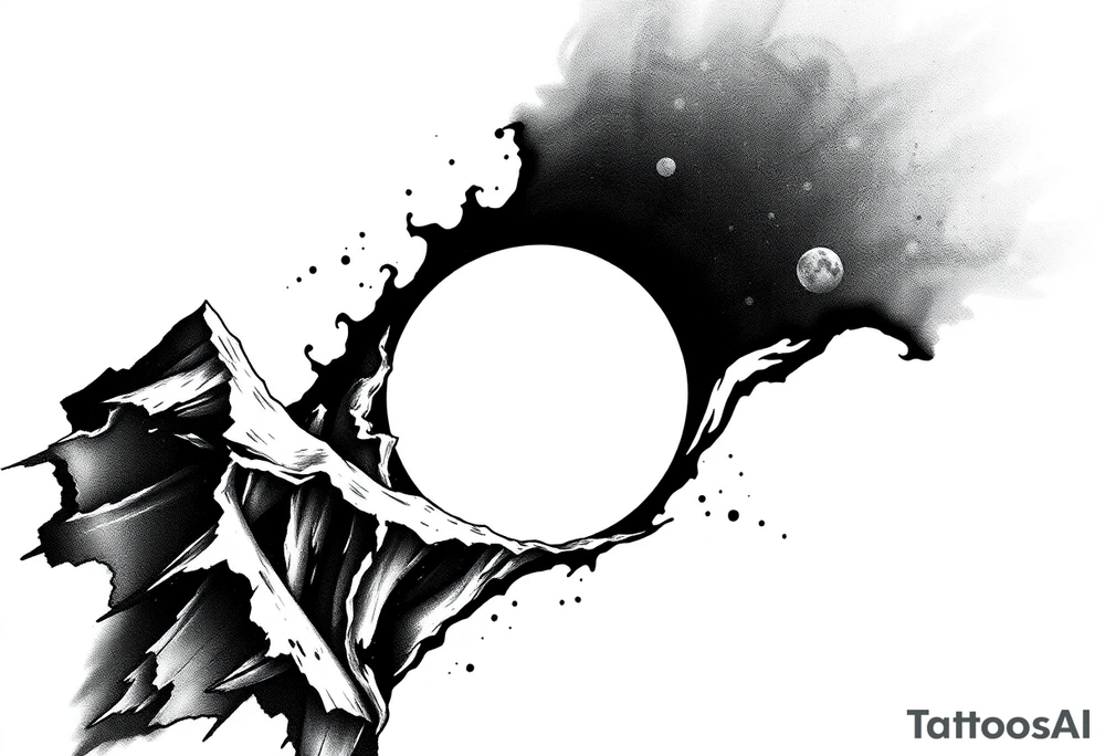 2 different worlds on both sides of a black hole tattoo idea