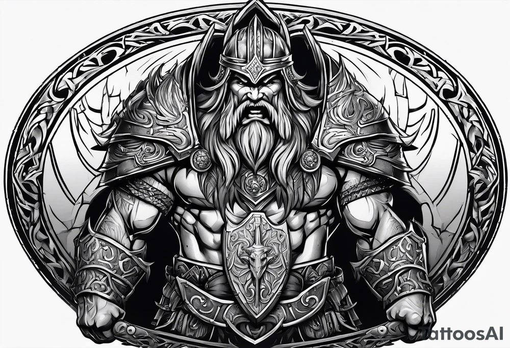 Valhalla round shield berserker tattoo idea
