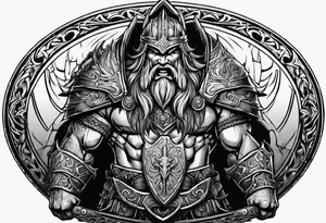 Valhalla round shield berserker tattoo idea
