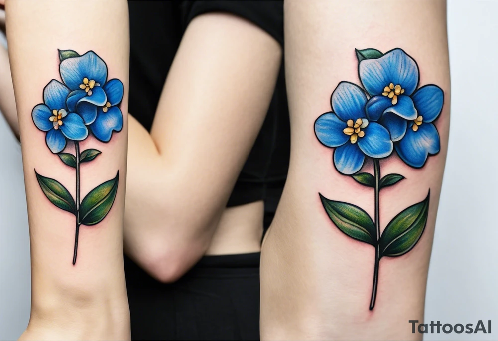 Small tattoo of a forget me knot flower linework tattoo idea