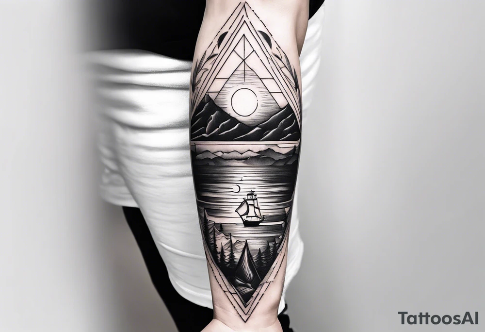 Mowgli style, thin line, nautical themed, forearm location tattoo idea