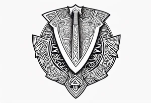 Valhalla sword 
shield axe Valknut tattoo idea