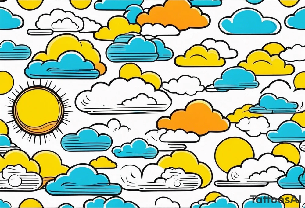 CLOUDS WITH SUN tattoo idea