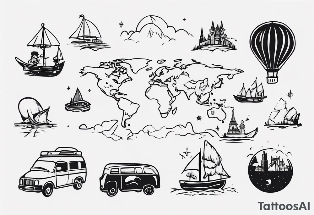 a kid dreaming about travelling around the world tattoo idea