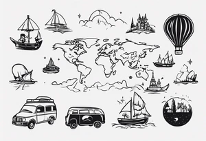 a kid dreaming about travelling around the world tattoo idea