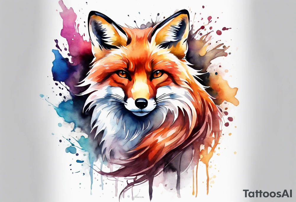 Watercolor fox tattoo idea