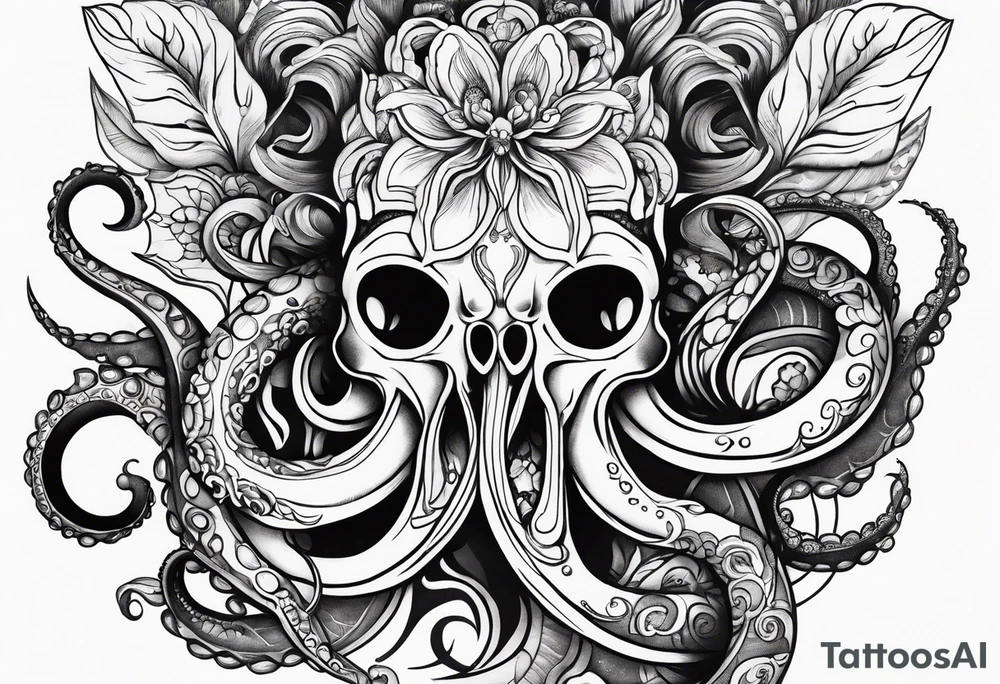 I am creating an arm piece that consists of octopus tentacles and floral all the way up tattoo idea