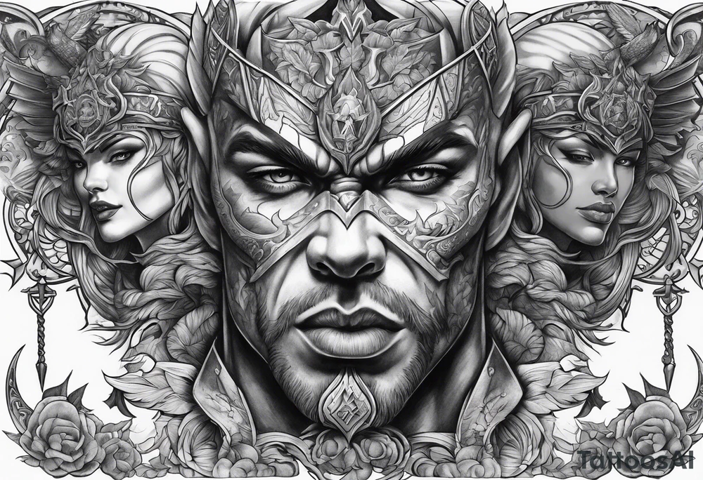 War between good and evil tattoo idea