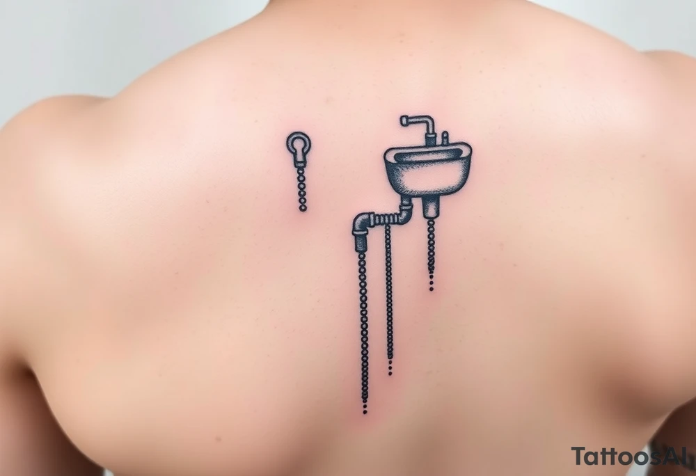 tatto with vertical
 system of piping coming from a sink down a forearm tattoo idea