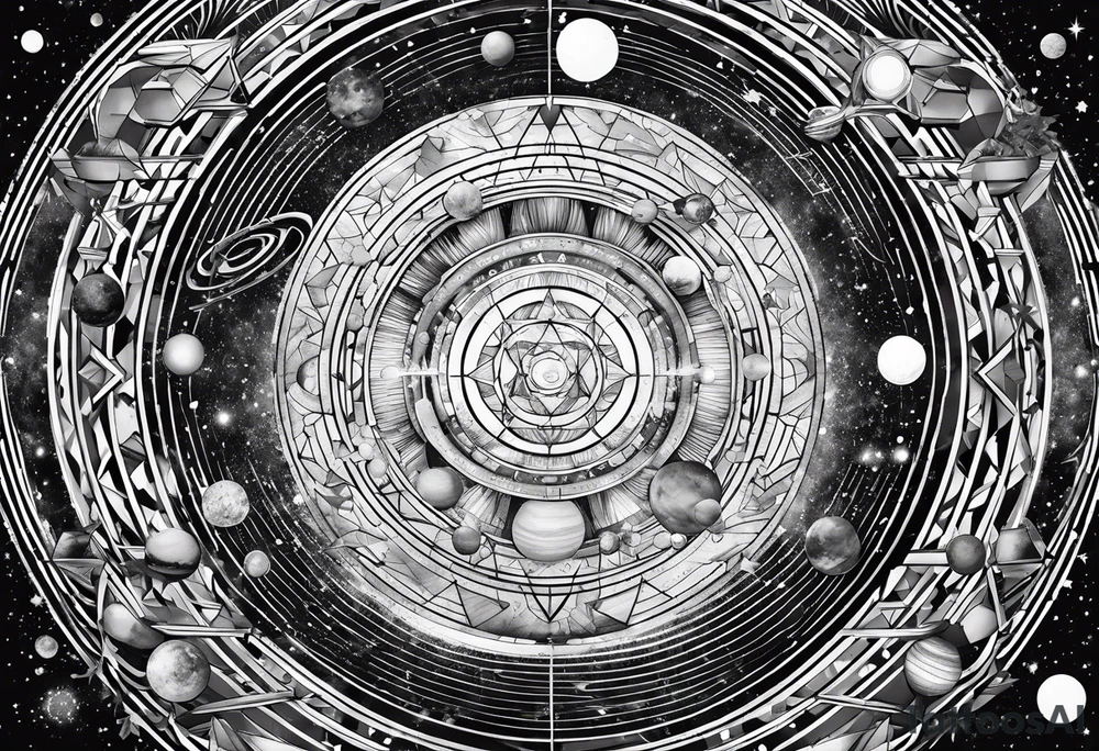a geometrical representation of the solar system tattoo idea