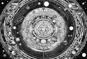a geometrical representation of the solar system tattoo idea