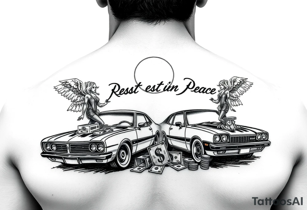 Rest in peace dad lowrider cars and 
girls and money tattoo idea