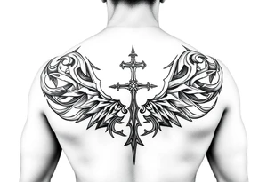 Tribal religious full sleeve  masculine tattoo idea