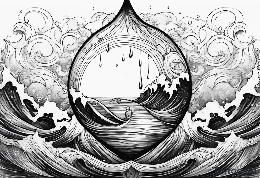 water drop falling into ocean tattoo idea