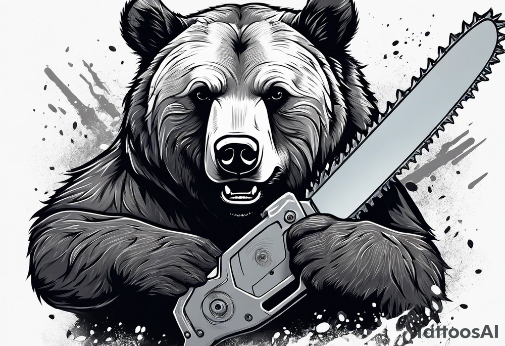 Bear with a chainsaw tattoo idea