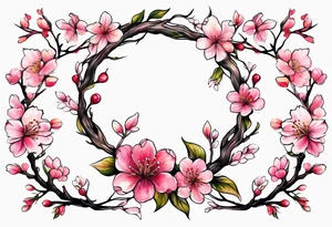 Wreath of cherry blossoms tattoo idea