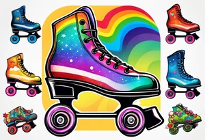rainbow rollerskates tattoo idea