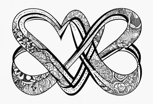 The phrase TB5 all caps with a double infinity symbol overlaid tattoo idea