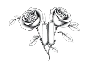 Passed love one, two roses, two candles, blue, hearts tattoo idea
