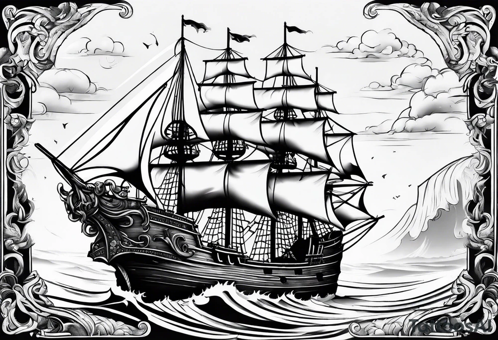 Pirate ship tattoo idea