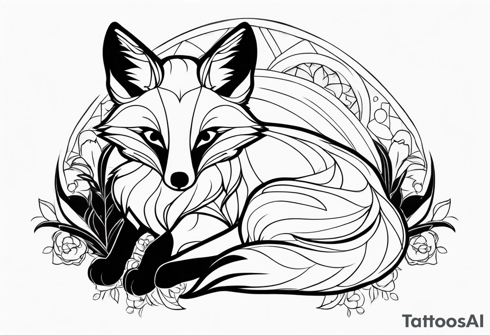 cute fox sitting tattoo idea