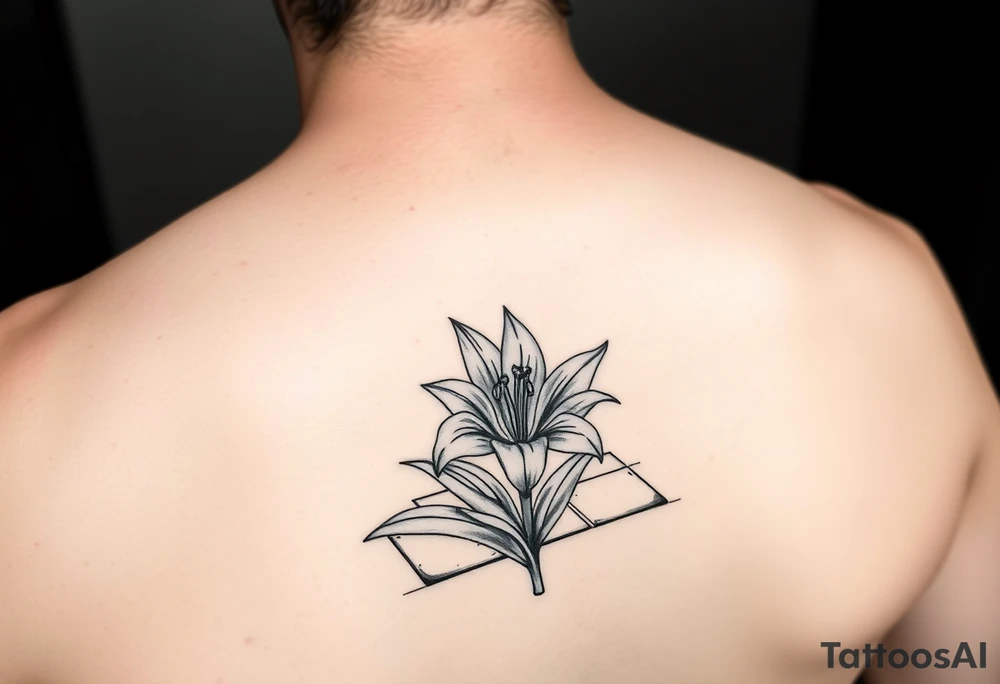lily coming up out of the tile floor tattoo idea
