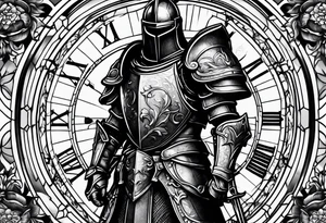 knight with heavy armor clock surround tattoo idea