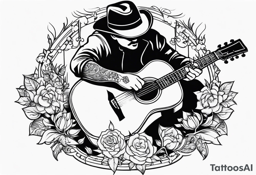 Country Musician sleeve tattoo idea