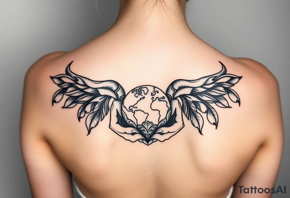 Taurus goddess with earth in her hands tattoo idea