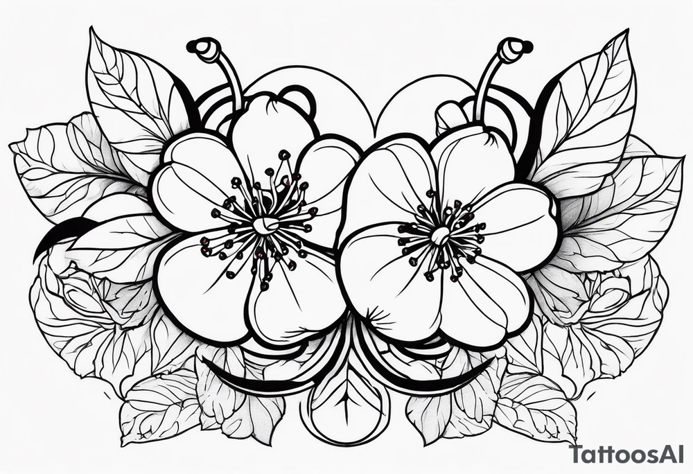 l , 8  , self love  , cherries flowers tattoo idea