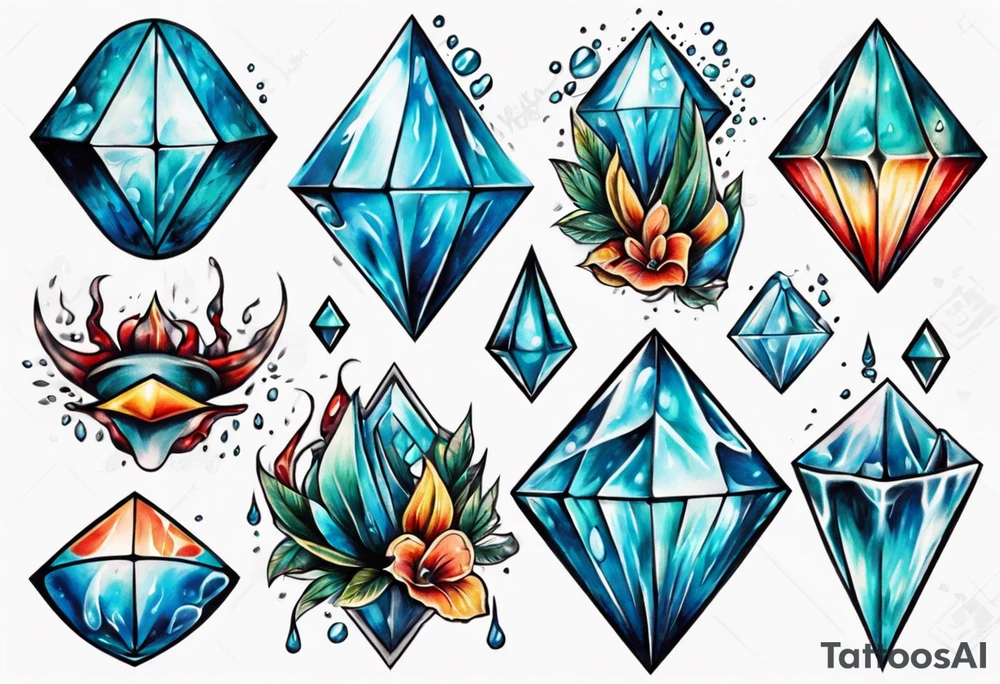 water diamond tattoo idea