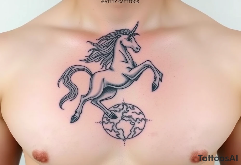 the centaur hovering over the world tattoo idea