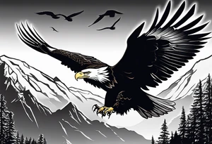several eagles in flight silhouette symbolizing Isaiah 40:31 without other imagery, only the eagles. tattoo idea