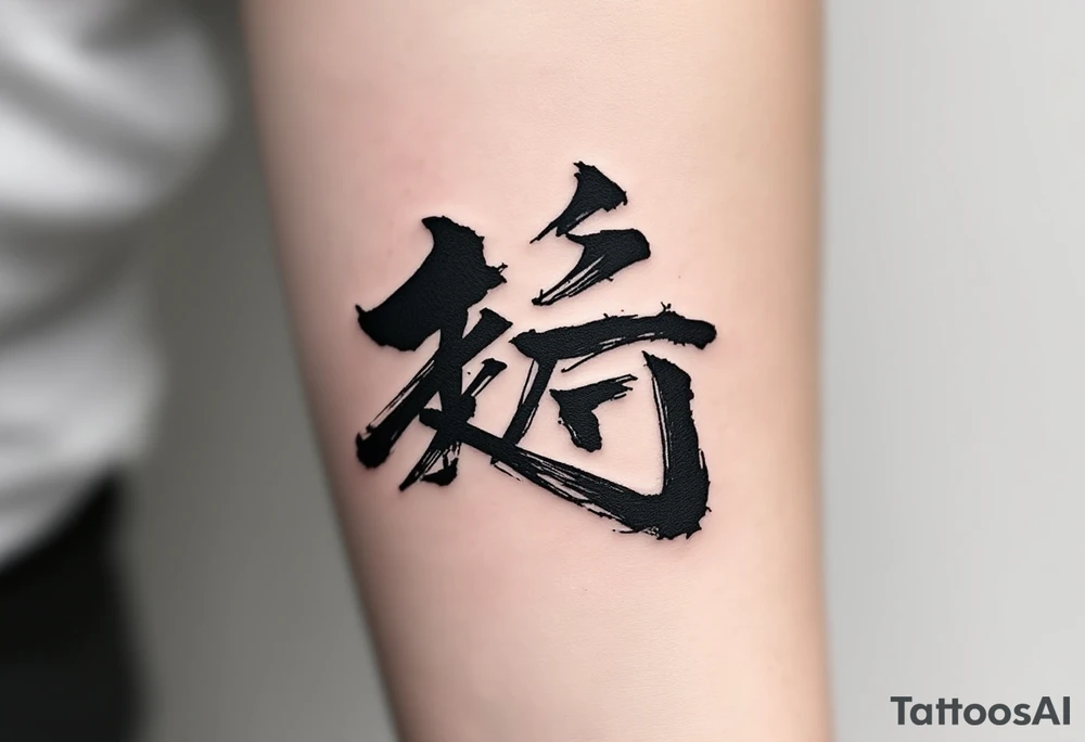 黑 (hēi, “black”) in bold black brushstroke represents mystery and strength, often combined with a dragon tattoo. tattoo idea