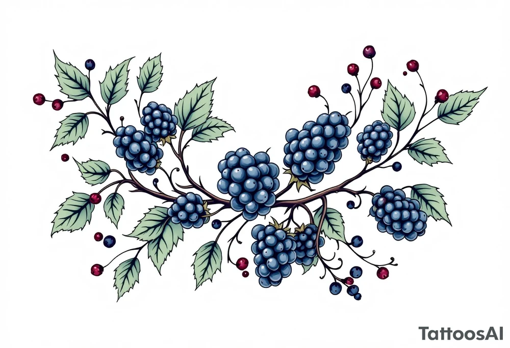 American traditional style Blackberry vine tattoo idea