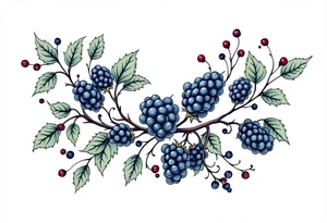 American traditional style Blackberry vine tattoo idea