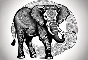 a elephant and a sun tattoo idea